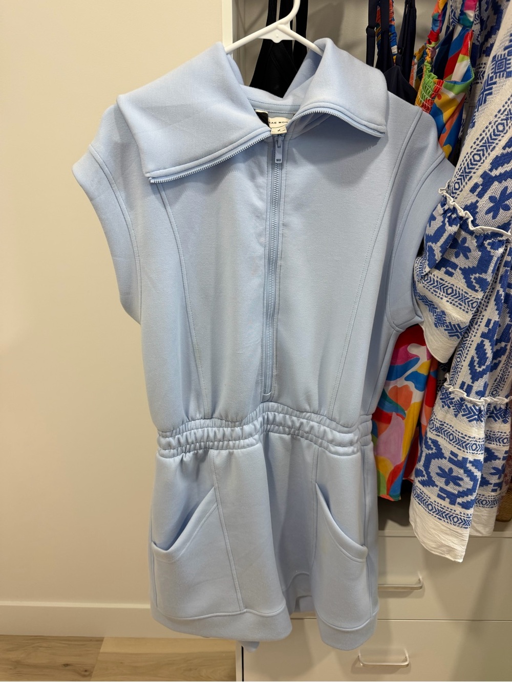 Light Blue Kids Sleeveless Zip-Front Dress